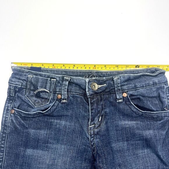 Vanity Pants Women 27/31 Blue Denim Jean Flared Embroidered Med Wash Low Rise - Picture 6 of 16